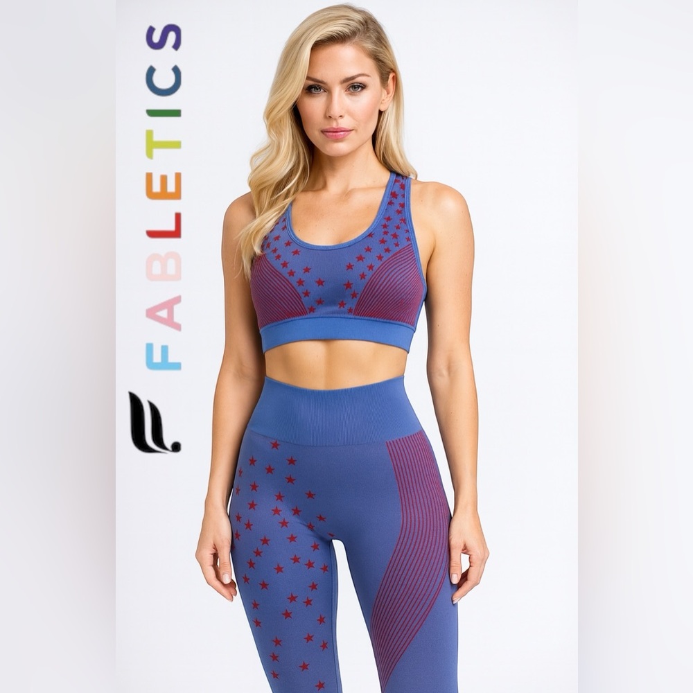 FABLETICS (SET - 2 Pieces) High-Waisted Seamless Star Capri & Sport Bra